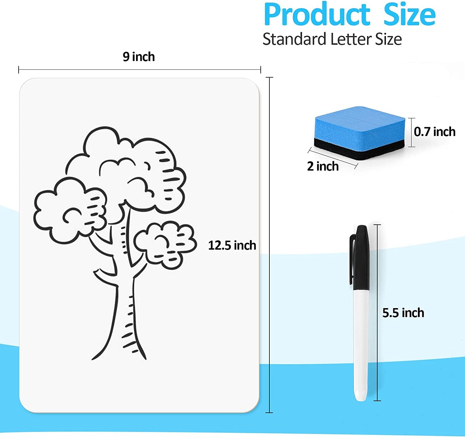 Dry Erase Lapboards,  36 Pack Double Sided 12.5 X 9 Inch Dry Erase Boards with 36 Erasers and 36 Markers, Whiteboards for Office Students Classroom Teacher Supplies