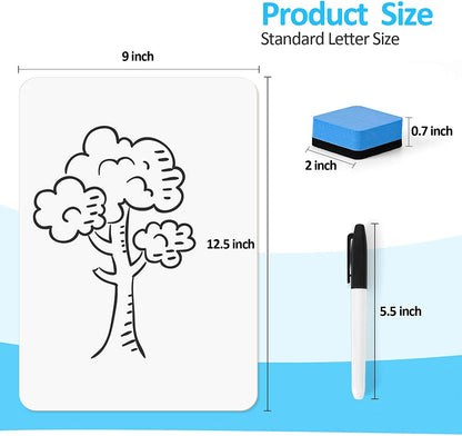 Dry Erase Lapboards,  36 Pack Double Sided 12.5 X 9 Inch Dry Erase Boards with 36 Erasers and 36 Markers, Whiteboards for Office Students Classroom Teacher Supplies