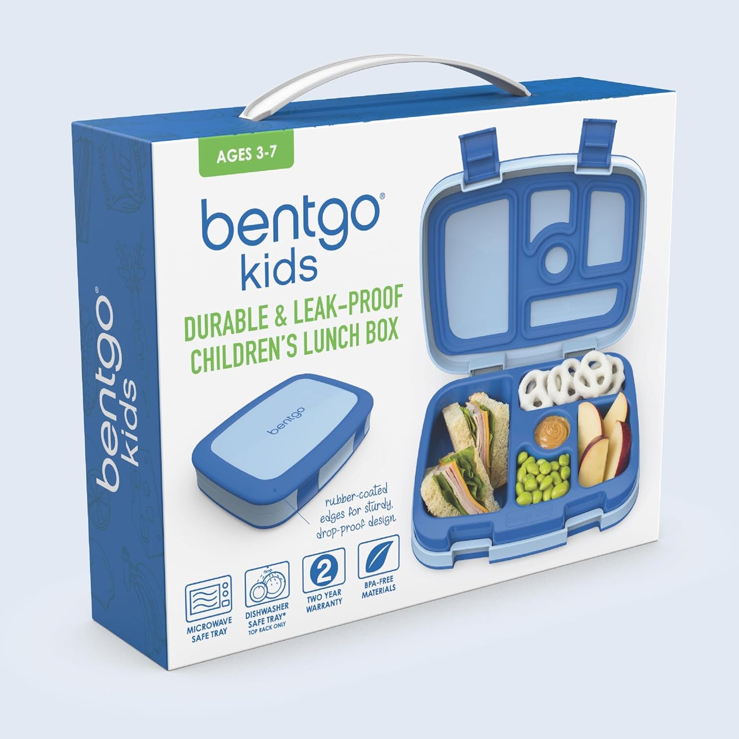 ® Kids Bento-Style 5-Compartment Leak-Proof Lunch Box - Ideal Portion Sizes for Ages 3 to 7 - Durable, Drop-Proof, Dishwasher Safe, Bpa-Free, & Made with Food-Safe Materials (Blue)