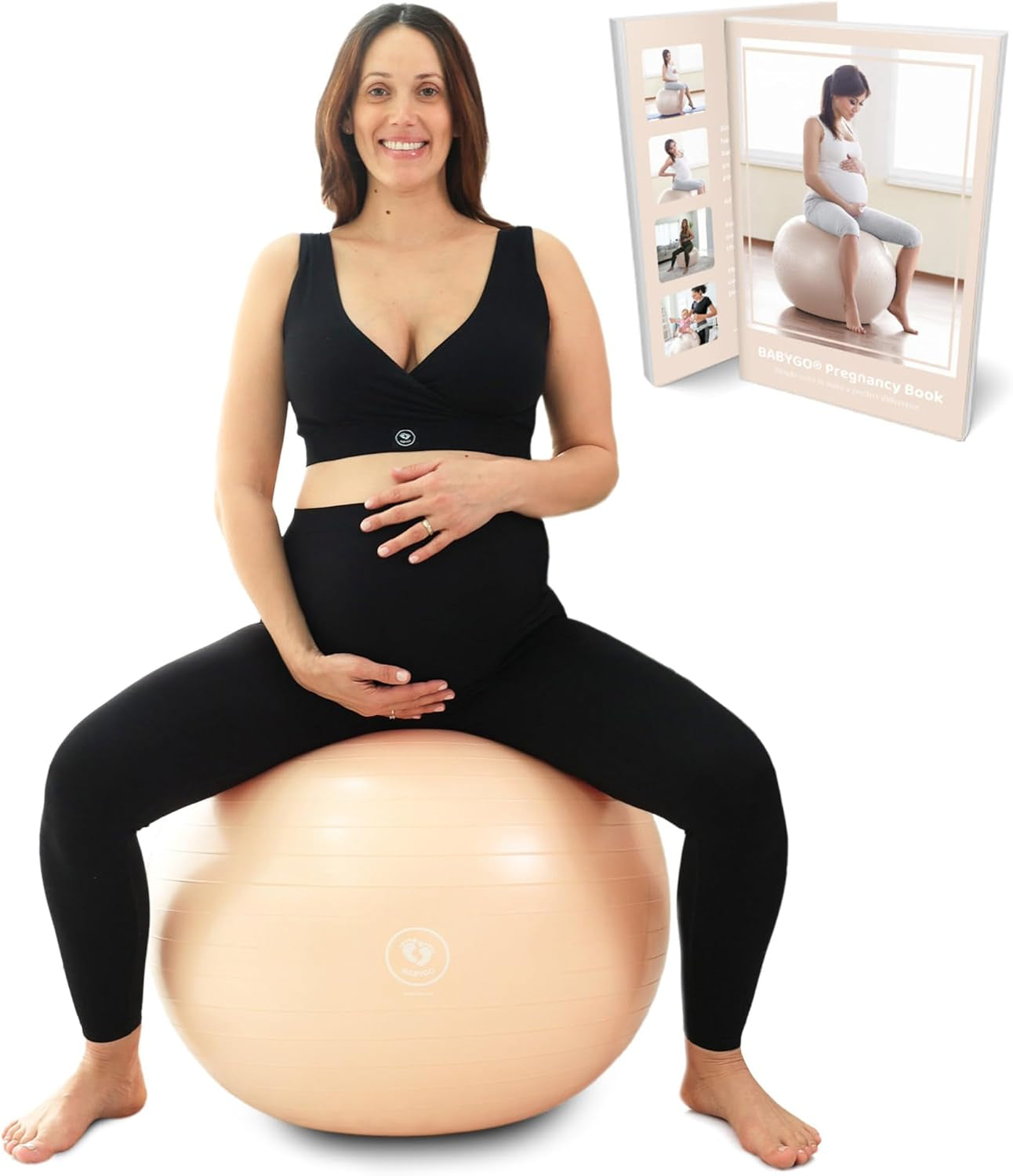 Birthing Ball - Pregnancy Yoga Labor & Exercise Ball & Book Set Trimester Targeting, Maternity Physio, Birth & Recovery Plan Included anti Burst Eco Friendly