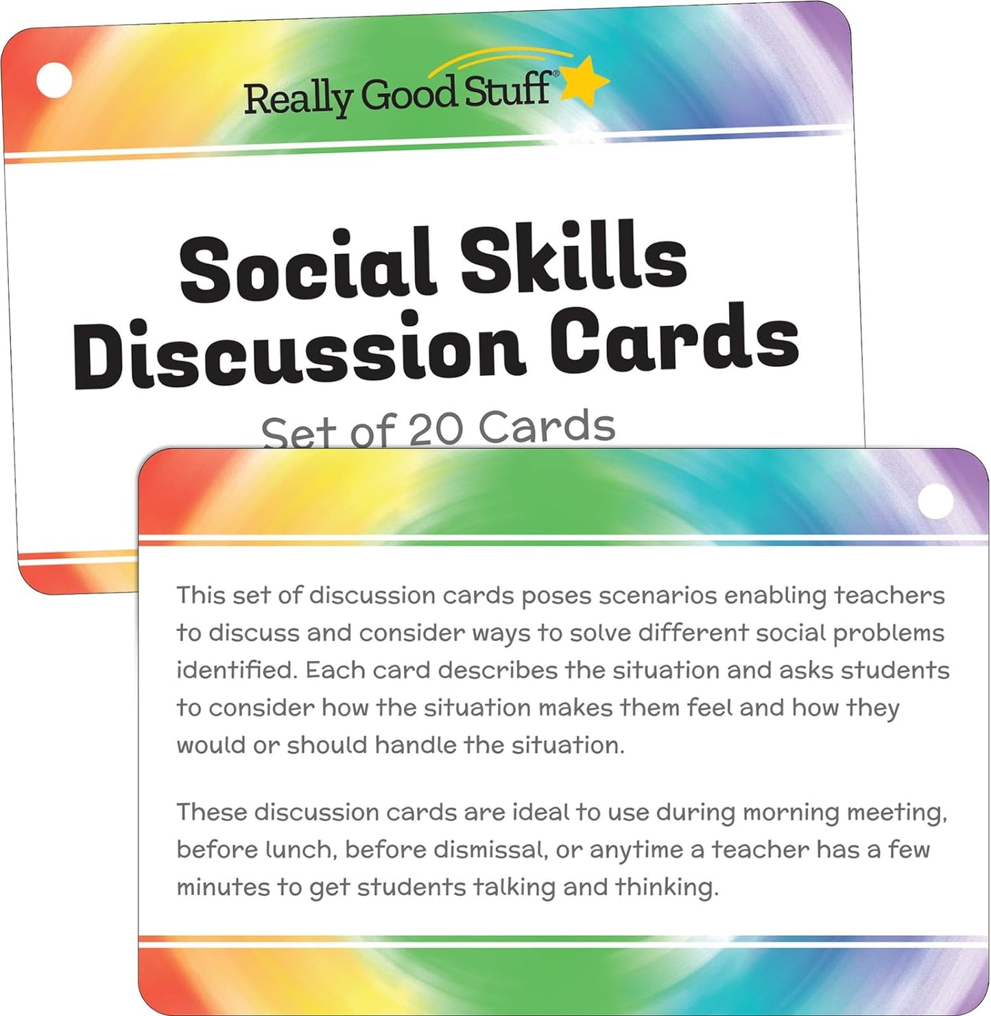 Social Skills Discussion Cards - Set of 20 Conversation Cards for Kids - Social Emotional Learning Activities for Understanding Social Rules and Developing Essential Social Skills