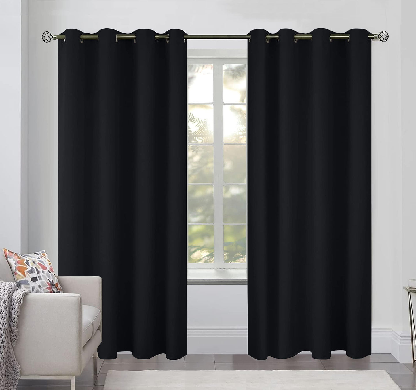 Blackout Curtains for Bedroom Pack of 2 Window Hanging Panels 84 inch Long