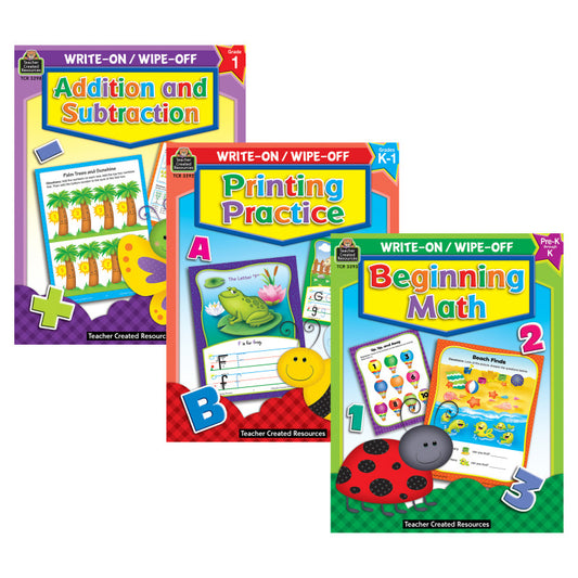 Early Learning Write & Wipe Activity Book Kit – Printing, Math, and Basic Operations