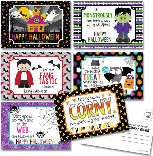 Fun Halloween Character Themed Blank Postcards for Teachers to Send to Students, 4"X6" Fill in Notecards (6 Different Designs) by Amandacreation (30)