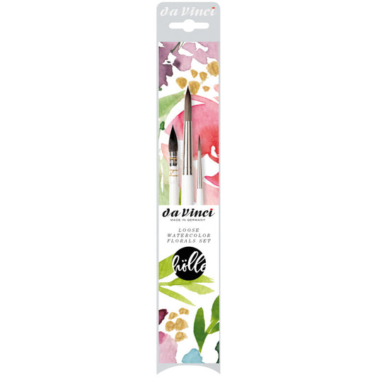Artist Signature Collection by Frau Hölle, Watercolor Floral Brushes, Assorted, 3 Brush Set