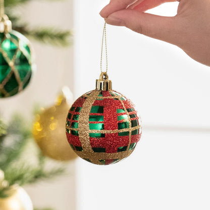 Christmas Ornaments Set, 30Ct Red Green and Gold Shatterproof Christmas Tree Decorations Ball Ornaments Bulk, 2.36 Inches Traditional Country Hanging Ornaments for Xmas Trees Decor