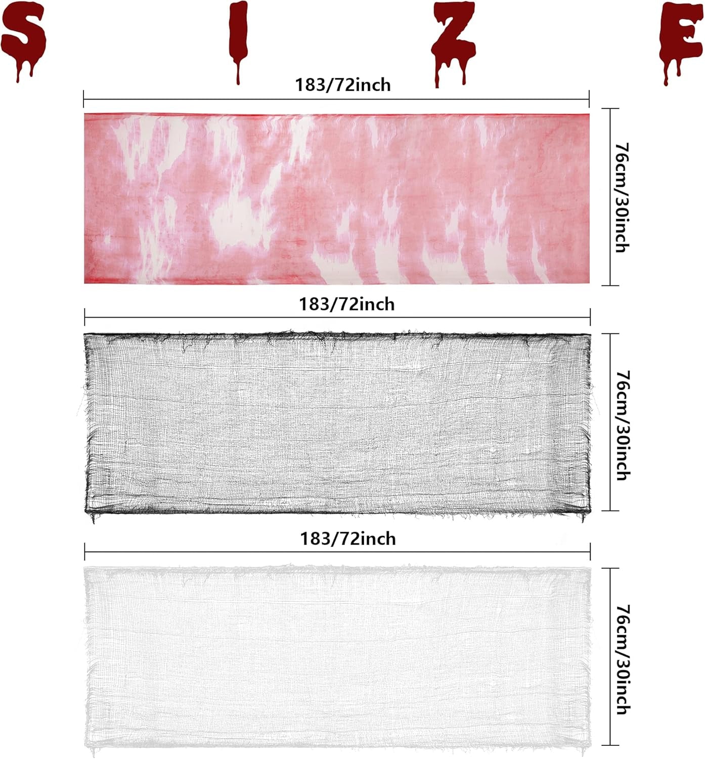 5 PCS Halloween Creepy Cloth,Scary Spooky Cloth Creepy Gauze-30 X 72Inch Freaky Loose Weave Creepy Cloth Fabric Scary Spooky for Halloween Party Decoration (3 Black + 2 White)
