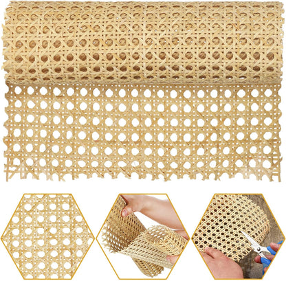 18 Inches Width Rattan Cane Webbing Roll Caning Material Weave Rattan Fabric Furniture for Caning Projects Pre Woven Open Mesh Cane for Cabinet Bed Chair Repair Caning Material DIY Supplies (2 Feet)