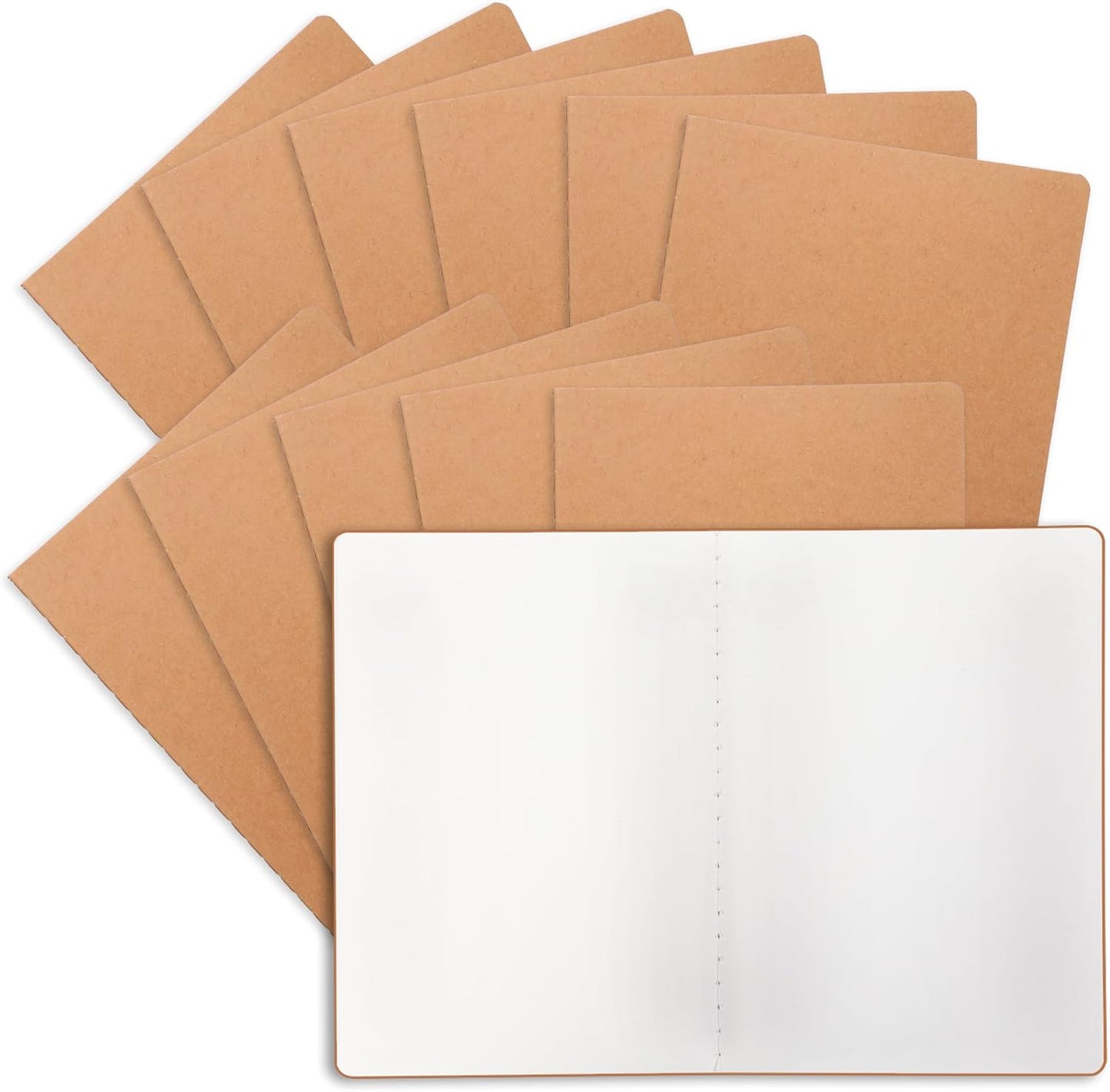 24 Pieces Blank Kraft Notebooks, 8.3X5.5 Inches A5 Small Journals Bulk Blank Notebooks 80 GSM Unlined with 60 Pages for Kids Students School Office Traveler Sketching/Drawing/Writing Supplies,30 Sheets