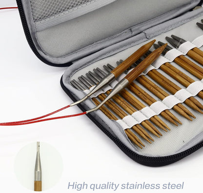 13 Pairs of Bamboo Stainless Steel round Interchangeable Circle Knitting Needle Sets