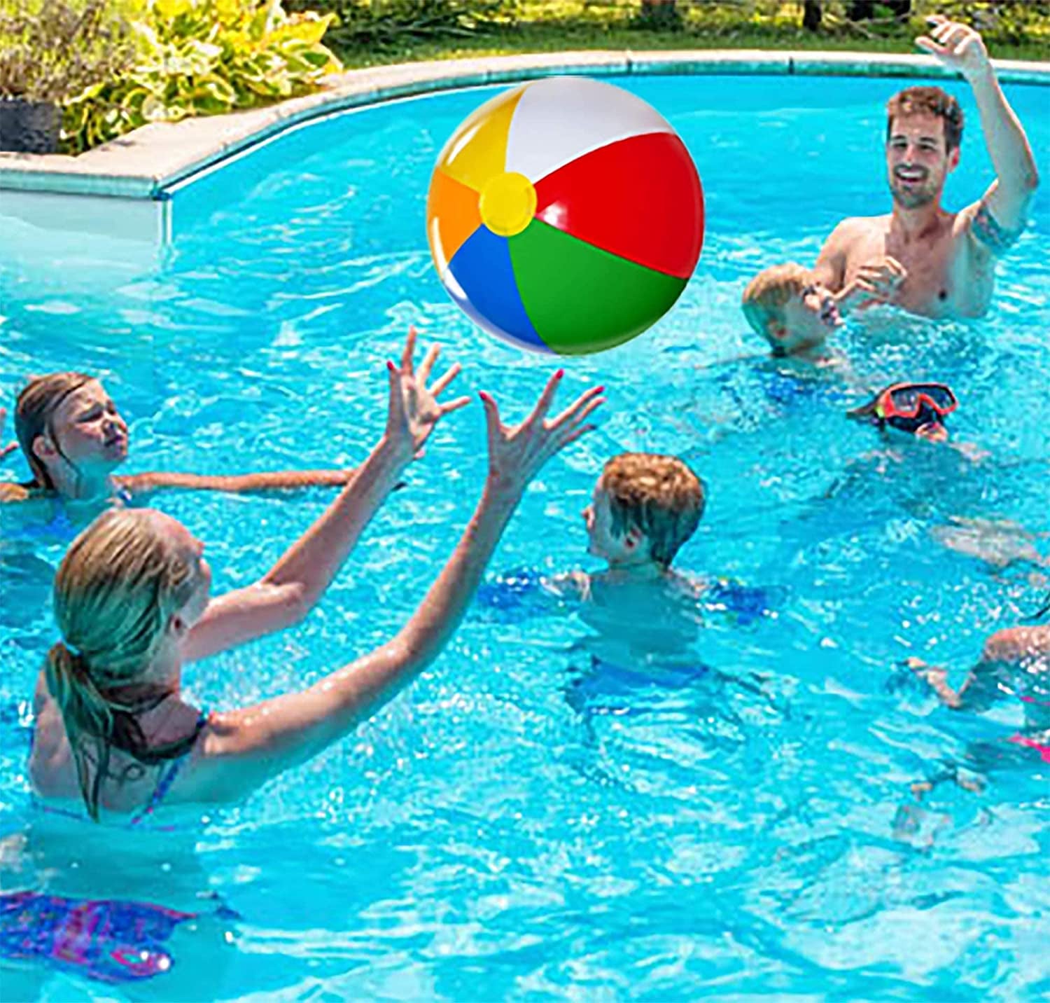 Beach Balls 3 Pack 20" Inflatable for Kids - Toys & Toddlers, Pool Games, Toy Classic Rainbow Color