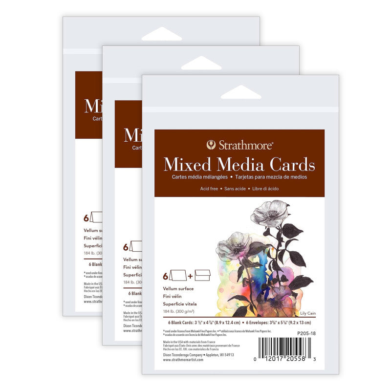 400 Series Mixed Media Cards & Envelopes, Anniversary Size, 3.5x4.875 inch, 6 Per Pack, 3 Packs