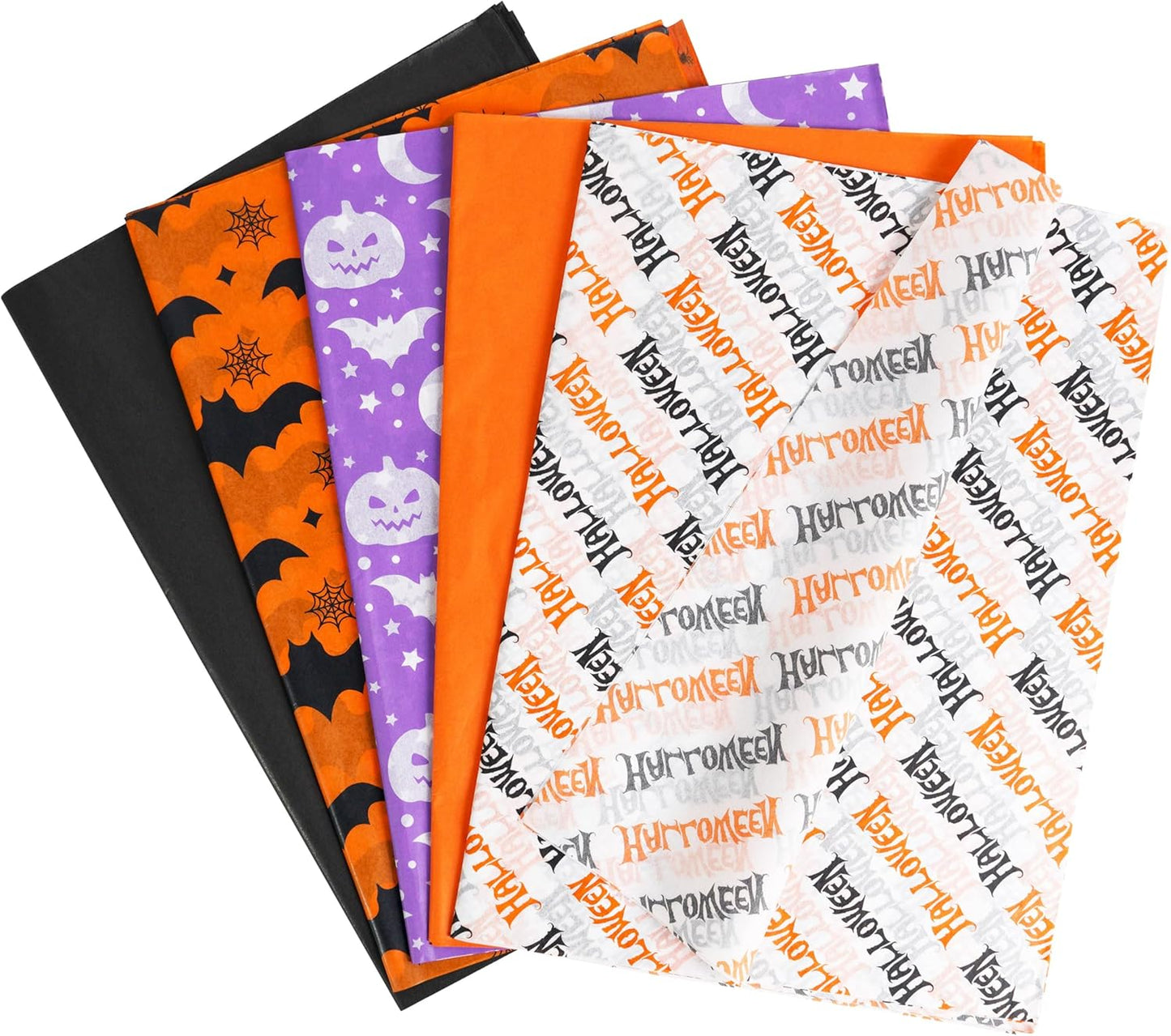 100 Sheets Halloween Tissue Paper for Gift Bags,14"X20" Orange Tissue Paper Party Art Decoration Various Designs