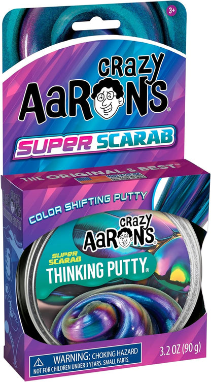 Thinking Putty 4" Tin - Super Illusions Super Scarab - Multi-Color Putty, Soft Texture - Never Dries Out