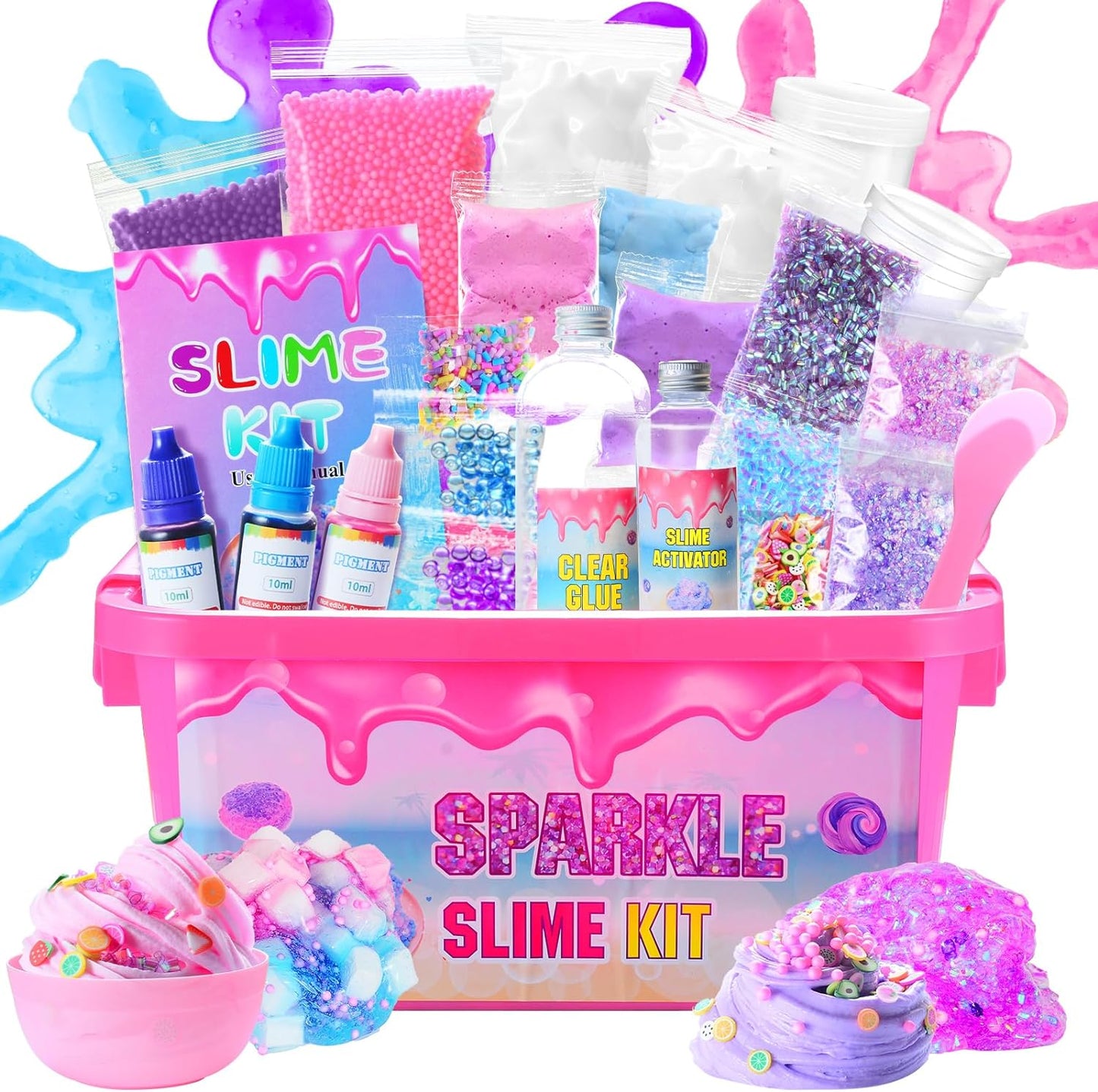Slime Kit Confetti Slime, Glimmer Crunchy Slime, Foam Slime, Jelly Cubes Slime, Stress Relief Toys, Party Favors for Kids, for Girl Boys 6 7 8 9 10 11 12