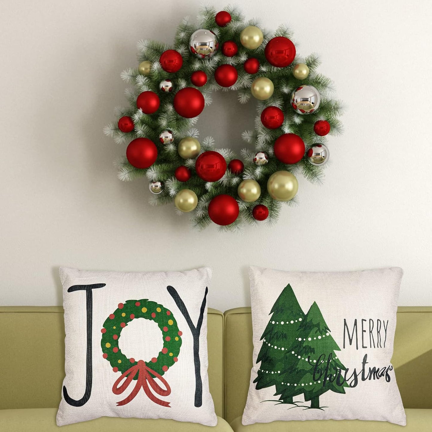 Christmas Pillow Covers 18X18 Set of 4 Winter Throw Pillow Covers Holiday Buffalo Plaid Pillow Covers Merry Christmas Pillows for Couch Sofa Home Decor Xmas Cushion Covers Indoor Decor Thicker