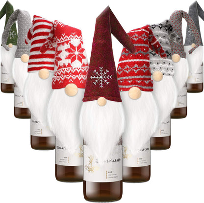 9 Pieces Christmas Gnomes Wine Bottle Topper Cover Swedish Tomte Decorative Wine Bottle Topper Cover for Christmas Decorations (Cute Style)