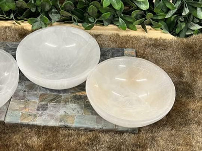 Large Selenite Bowl, 4" Hand Made Moroccan Selenite, Reiki Charged Moroccan Selenite XL 4-Inch Charging Station Extra Large Crystal Bowl