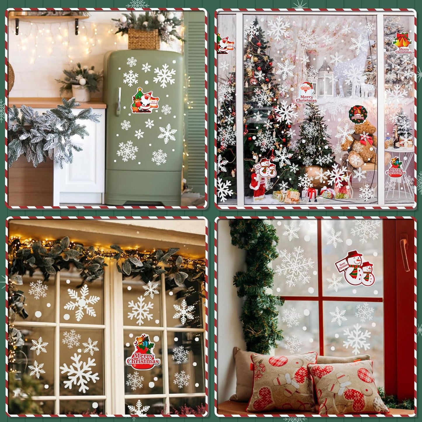 Kesoto 96PCS Christmas Decoration Snowflake Window Clings Glueless PVC Wall Stickers for Windows Glass for Christmas New Year Winter Party, 10 Sheets