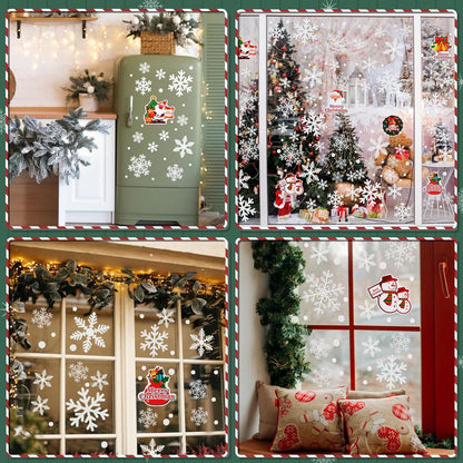 Kesoto 96PCS Christmas Decoration Snowflake Window Clings Glueless PVC Wall Stickers for Windows Glass for Christmas New Year Winter Party, 10 Sheets