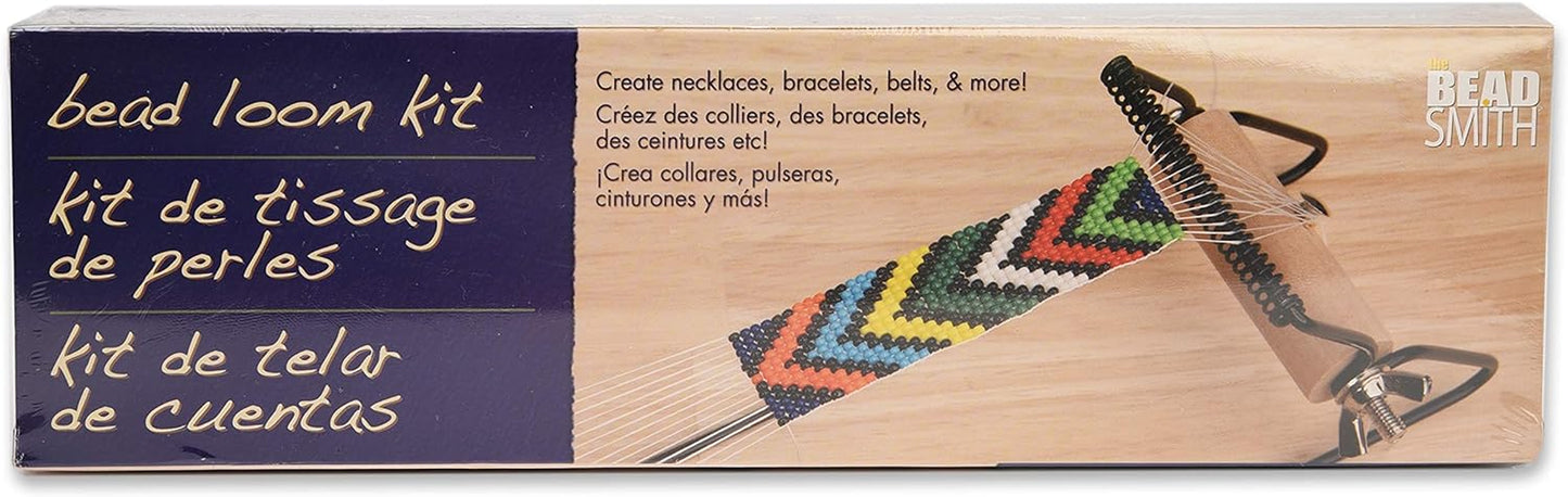 Metal Bead Loom Kit, Includes Loom (12.5" X 2.5" X 3"), Thread, Needles, and 18 Grams Glass Beads for Bracelets, Necklaces, Belts, and More