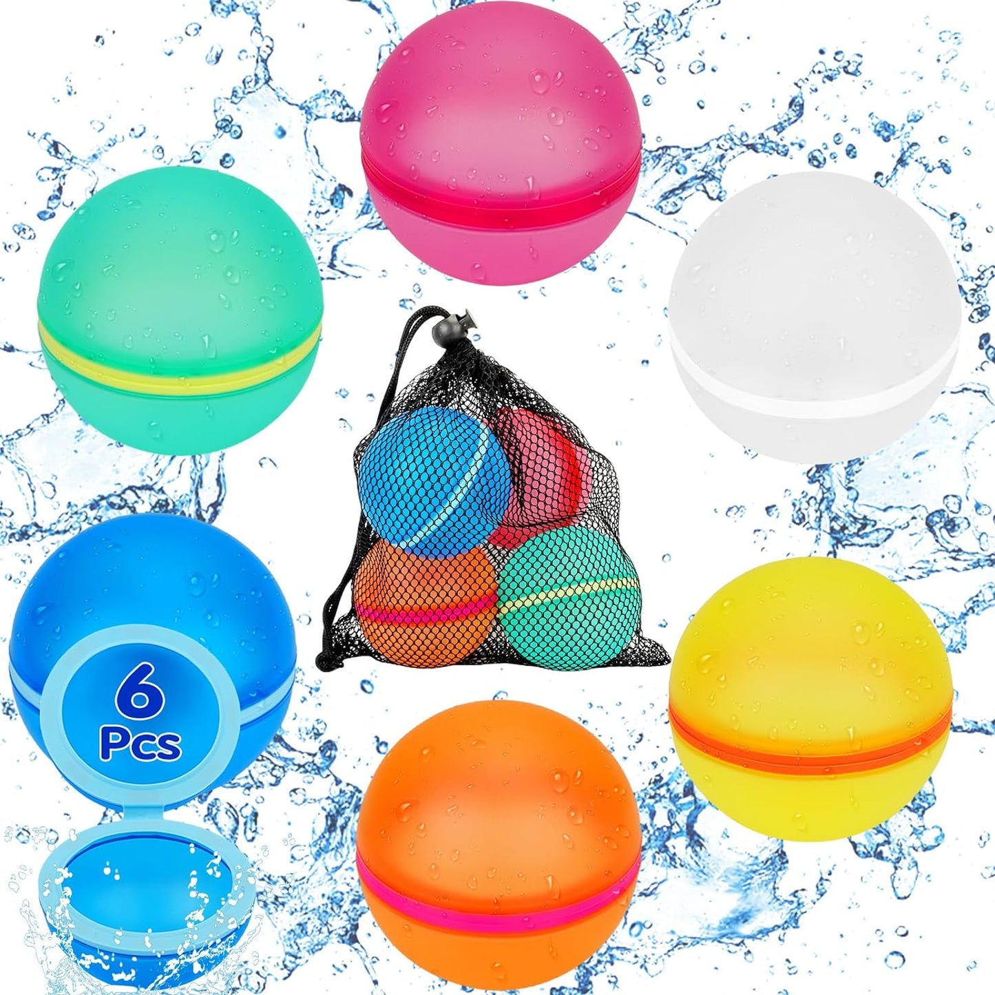 Magnetic Reusable Water Balloons for Kids: 12 PCS Self Sealing Refillable Water Balloons Quick Fill Beach Toys for Toddlers Outdoor Pool Summer Bath Toys for Kids Ages 3-12 Water Balls for Boys Girls