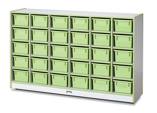 Rainbow Accents 0431JCWW130 30 Cubbie-Tray Mobile Storage - with Trays - Key Lime Green