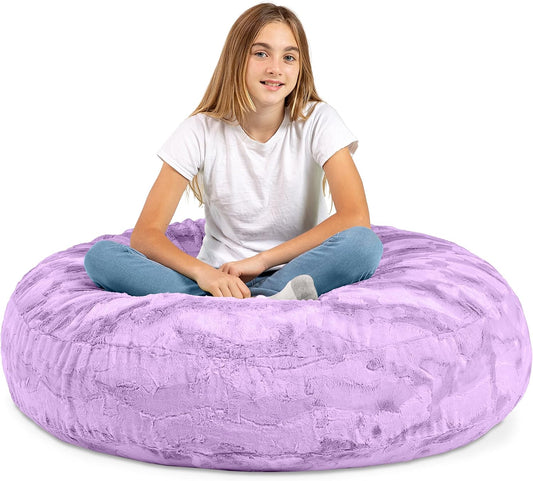 Cocoon 4 Foot Bean Bag Chair - Faux Fur, Bellflower Purple