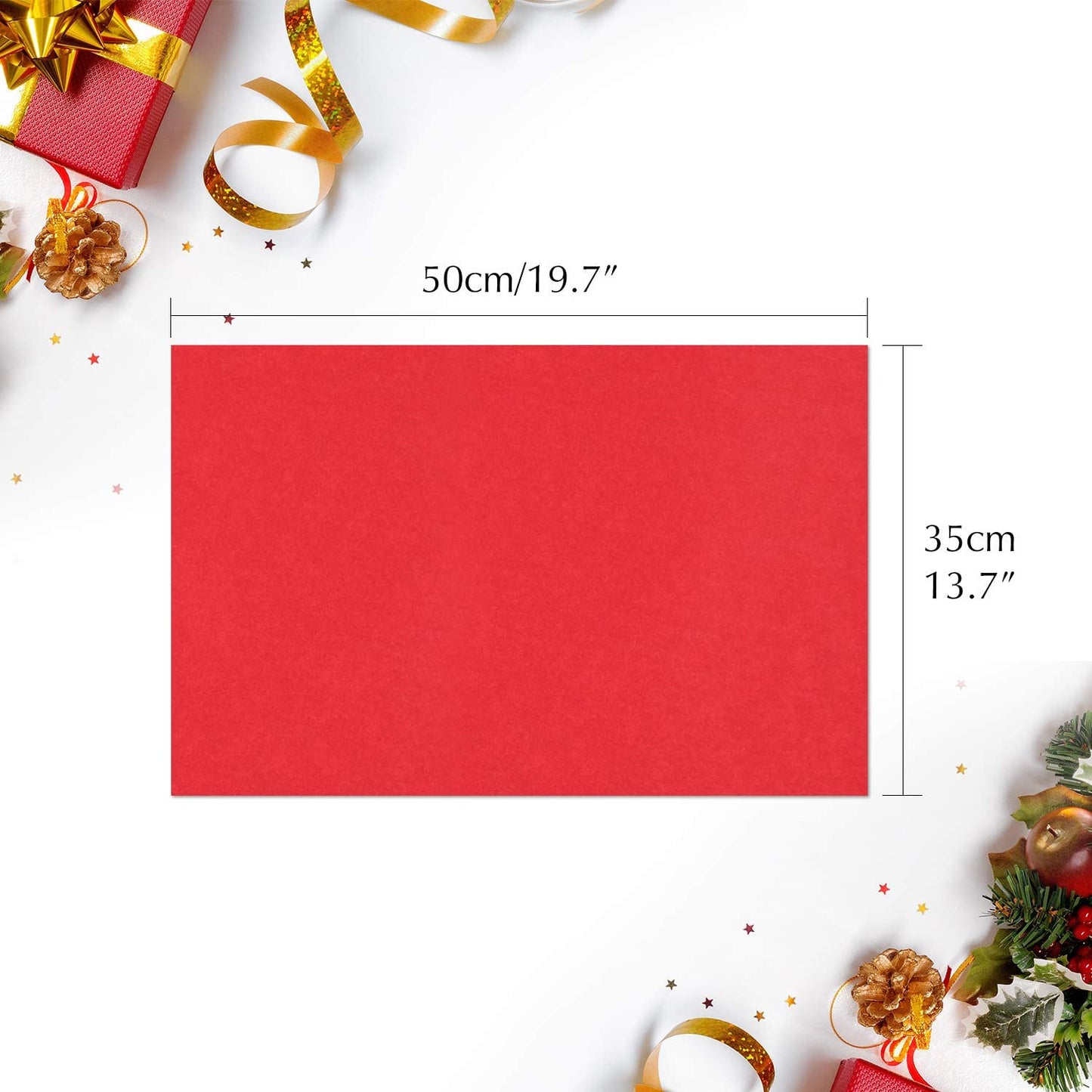 60 Sheets Christmas Tissue Paper 50 * 35Cm Christmas Wrapping Paper for DIY and Craft Gift Bags Decorations (Red)