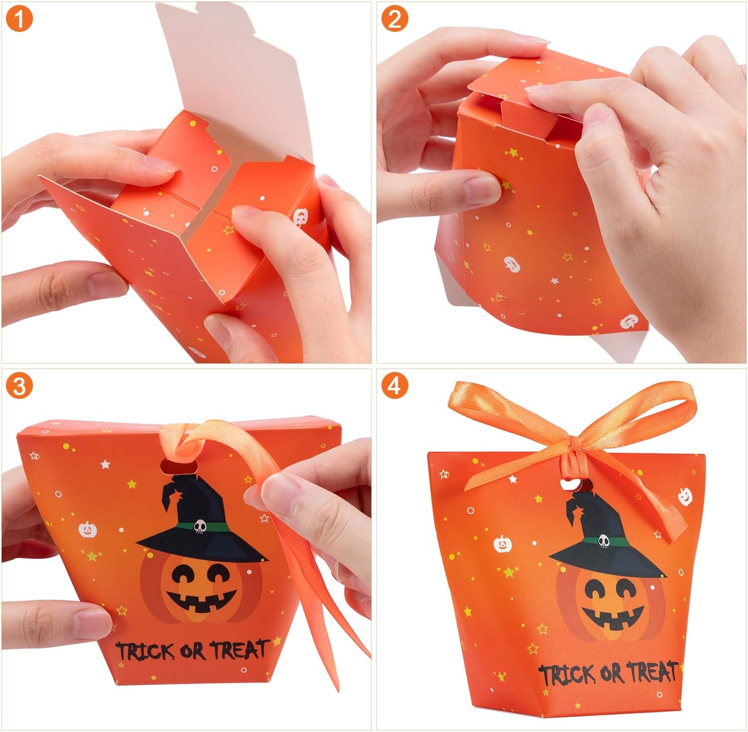 Halloween Candy Bags Treat Bags - 36PCS Halloween Decorations Halloween Party Supplies for Treat or Trick, Halloween Treat Bags for Kids, 9 Pattern Designs Halloween Party Favors with Ribbons