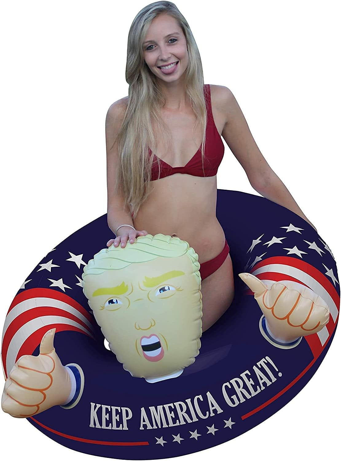 Keep America Great! Huge Hit Pool Float for Summer 2020, Re-Election Presidential Floats Inflatable Ring Swimming Tube