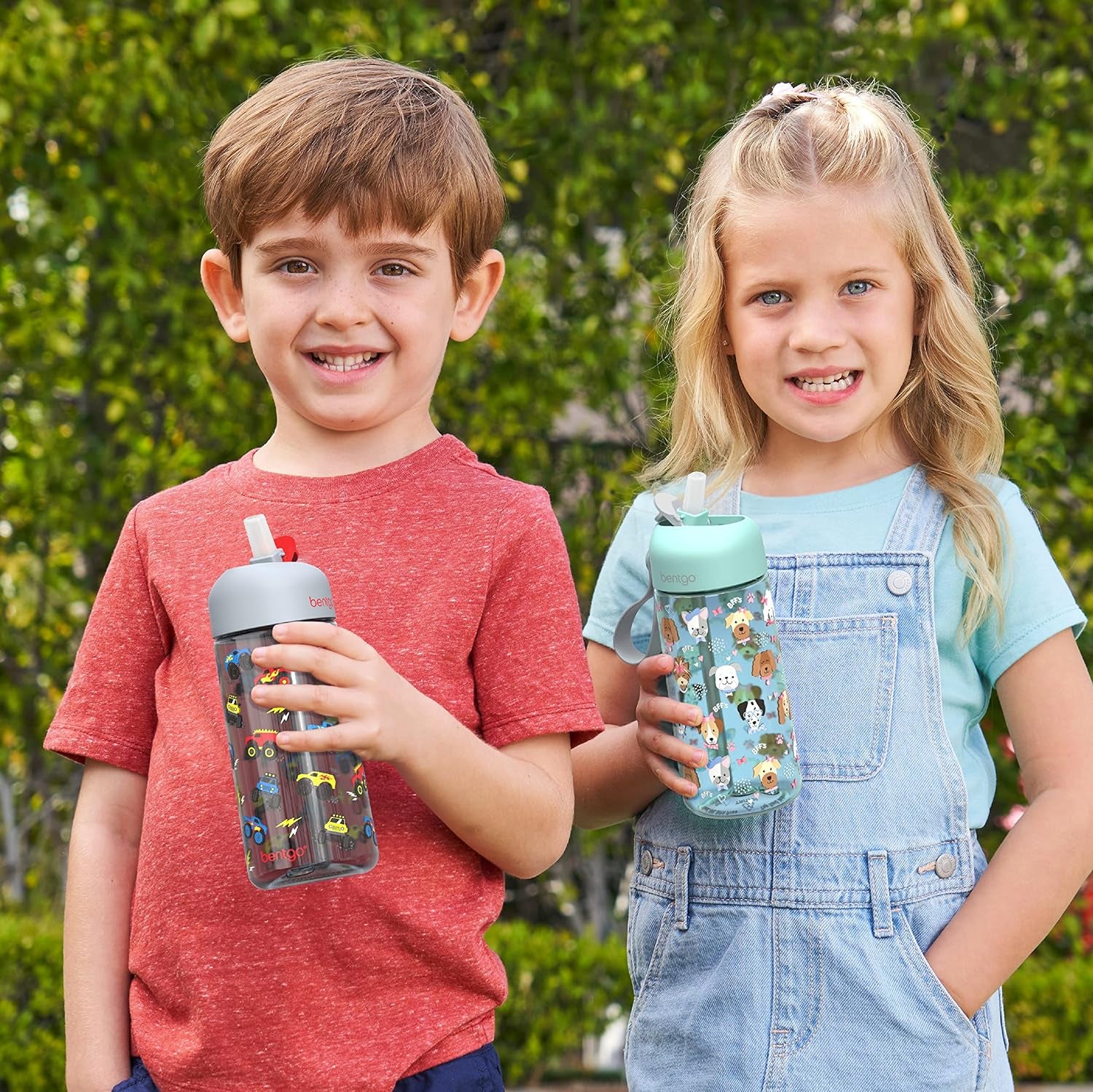 ® Kids Water Bottle - New & Improved 2023 Leak-Proof, Bpa-Free 15 Oz. Cup for Toddlers & Children - Flip-Up Safe-Sip Straw for School, Sports, Daycare, Camp & More (Trucks)