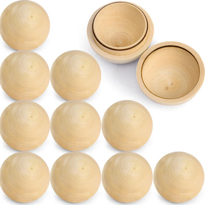 Rustic Woodcraft Supplies   10 Hollow Wooden Spheres 2.4 Inch   Unfinished Wood