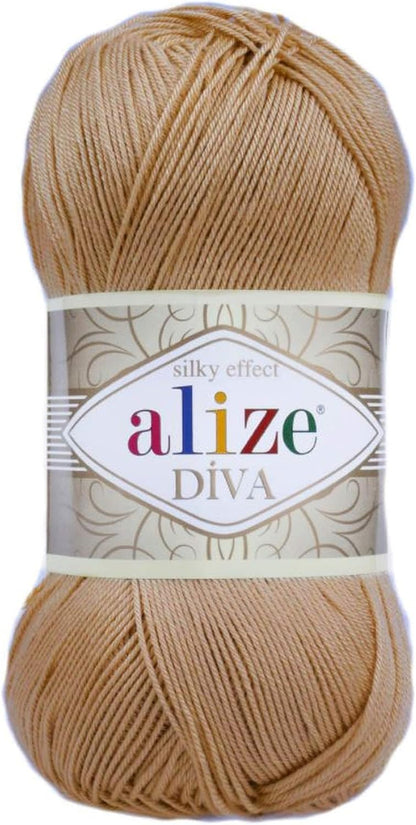 Diva Silk Effect 100% Microfiber Acrylic Yarn 1 Ball Skeins 100Gr 383Yds Color (361 - Navy)