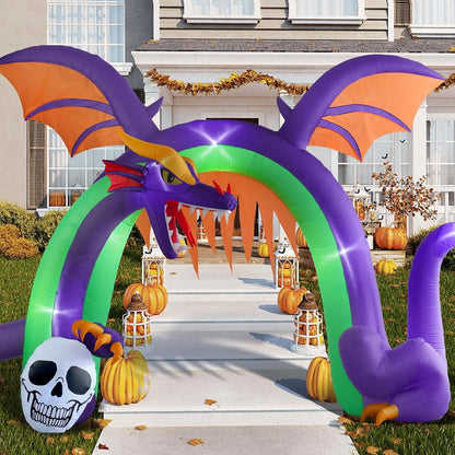 Amazingforless (4Ft-12Ft) Halloween LED Inflatable Decorations W/Blower Spooky Animated Blow up (Frankenstein, Dragon, Ghost, Pumpkin, Skeleton Dog,Tree,Clown, Archway)