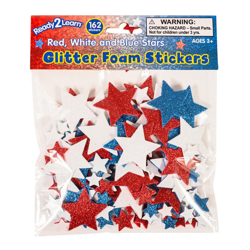 Glitter Foam Stickers, Stars, Red White and Blue