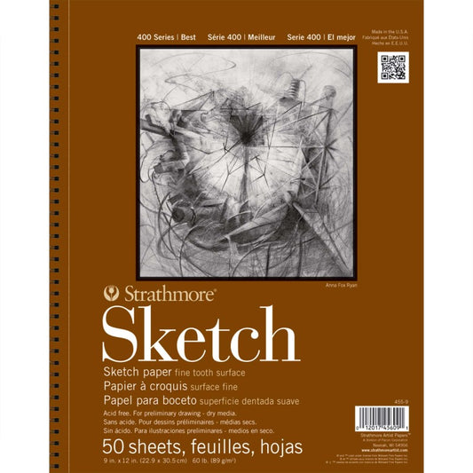 400 Series Sketch Paper Pad, Side Wire Binding, 50 Sheet, 9x12 inch, 1 Count