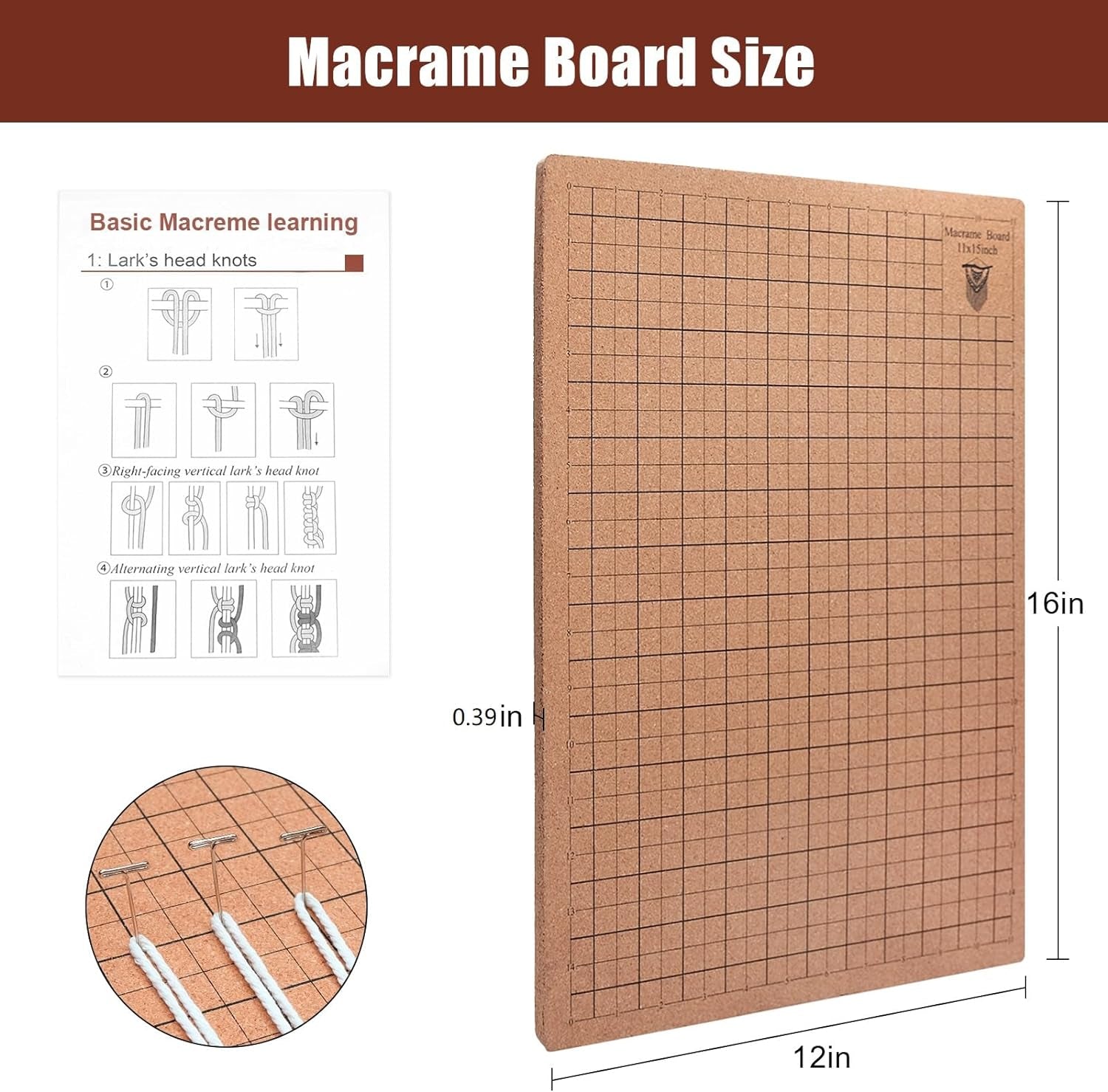 12X16 in Macrame Board for Braiding & Cording: Macramé Project Board for Braiding Bracelet Creating Macrame and Knotting Creations (12X16IN)