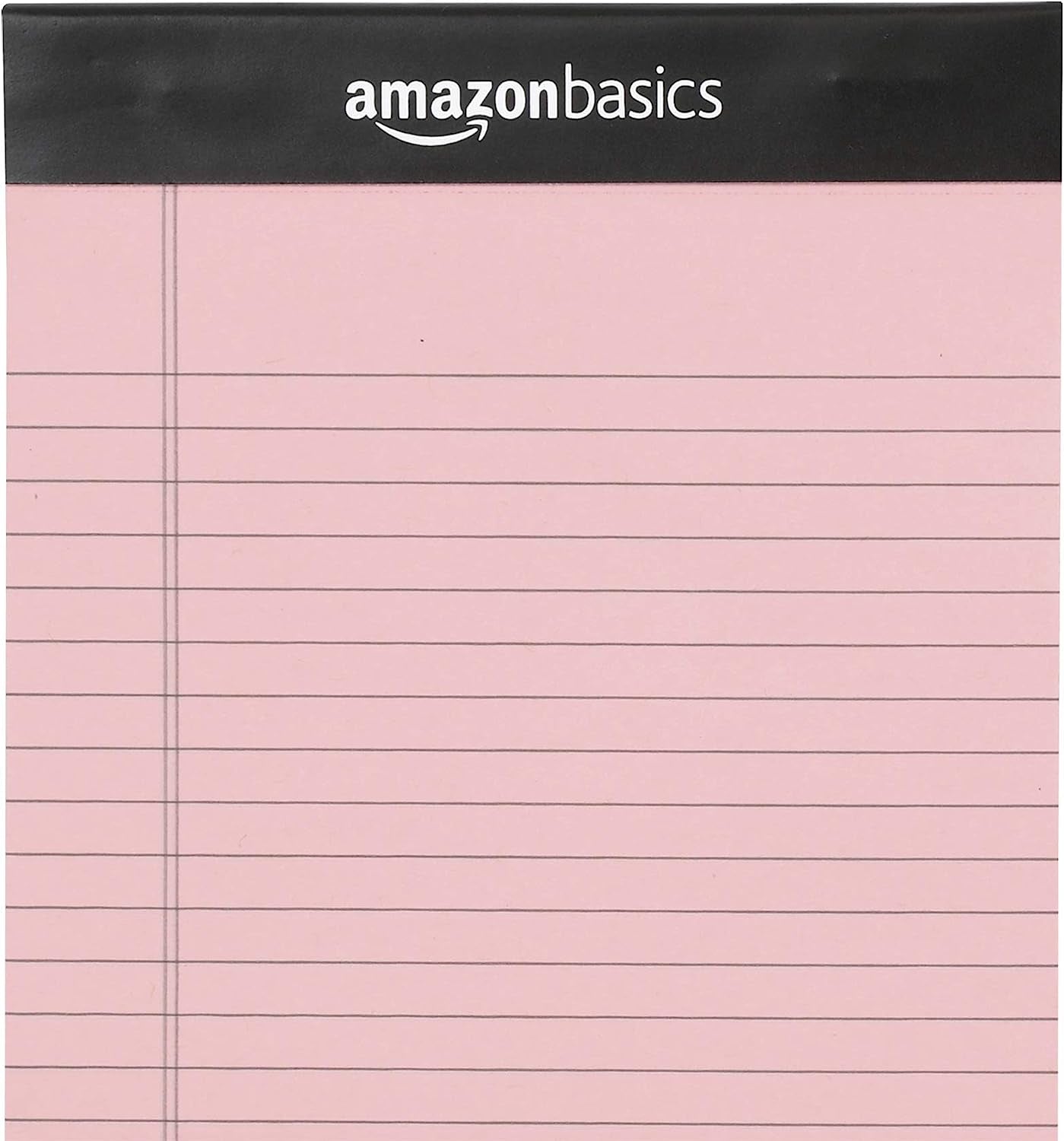 Narrow Ruled 5 X 8-Inch Lined Writing Note Pads, 6 Count (50 Sheet Pads), Multicolor