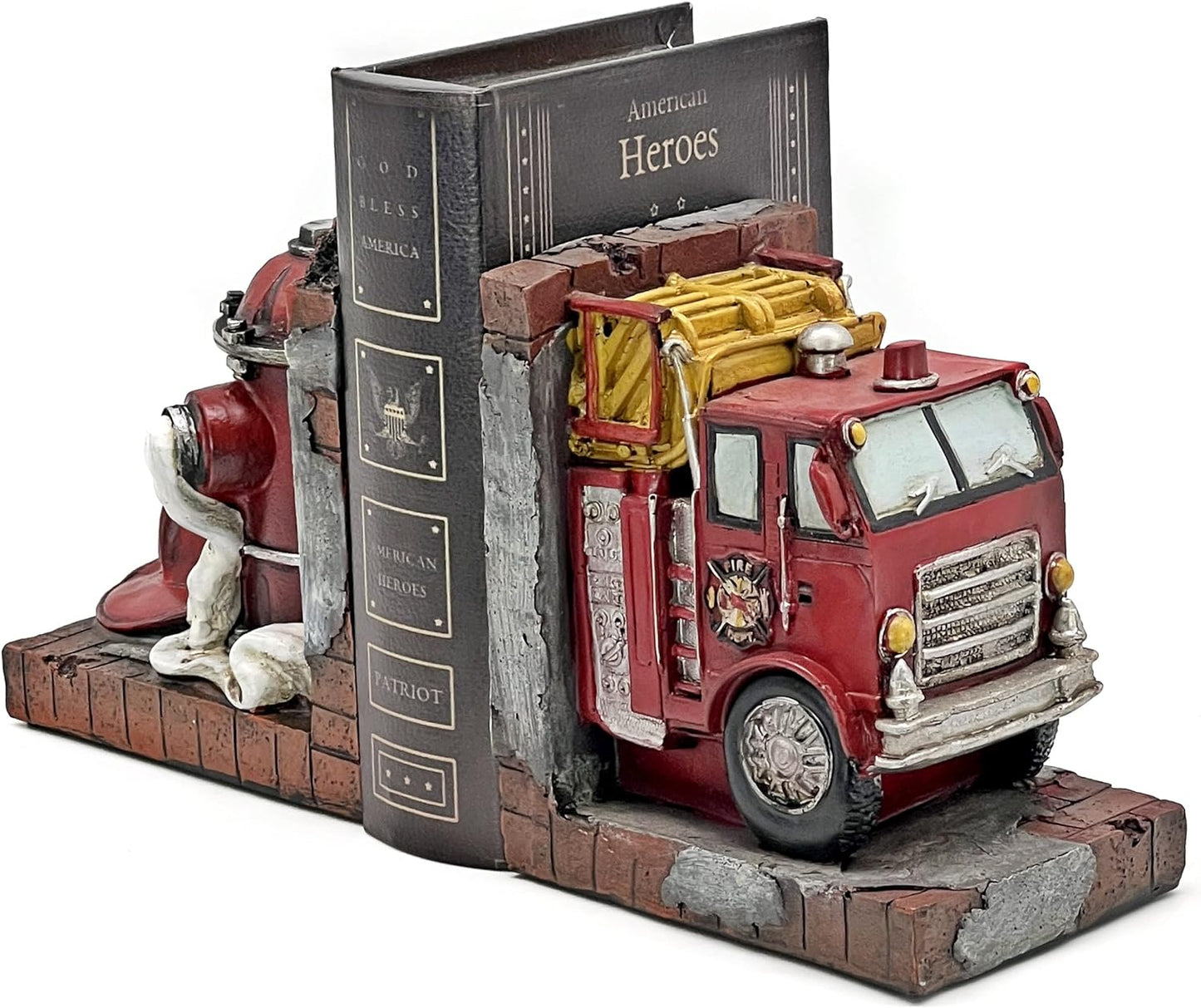 Decorative Books Bookends Vintage Antique Fire Truck Engine Brigade Wagon Book Ends Holder Heavy Stoppers Bookshelf Shelves to Hold Books Library Shelf Dividers Home Decor