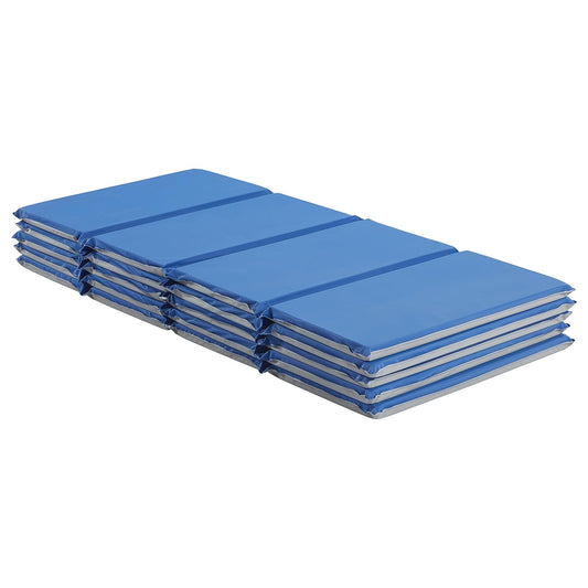 Everyday Folding Rest Mat, 4-Section, 1In, Sleeping Pad, Blue/Grey, 5-Pack