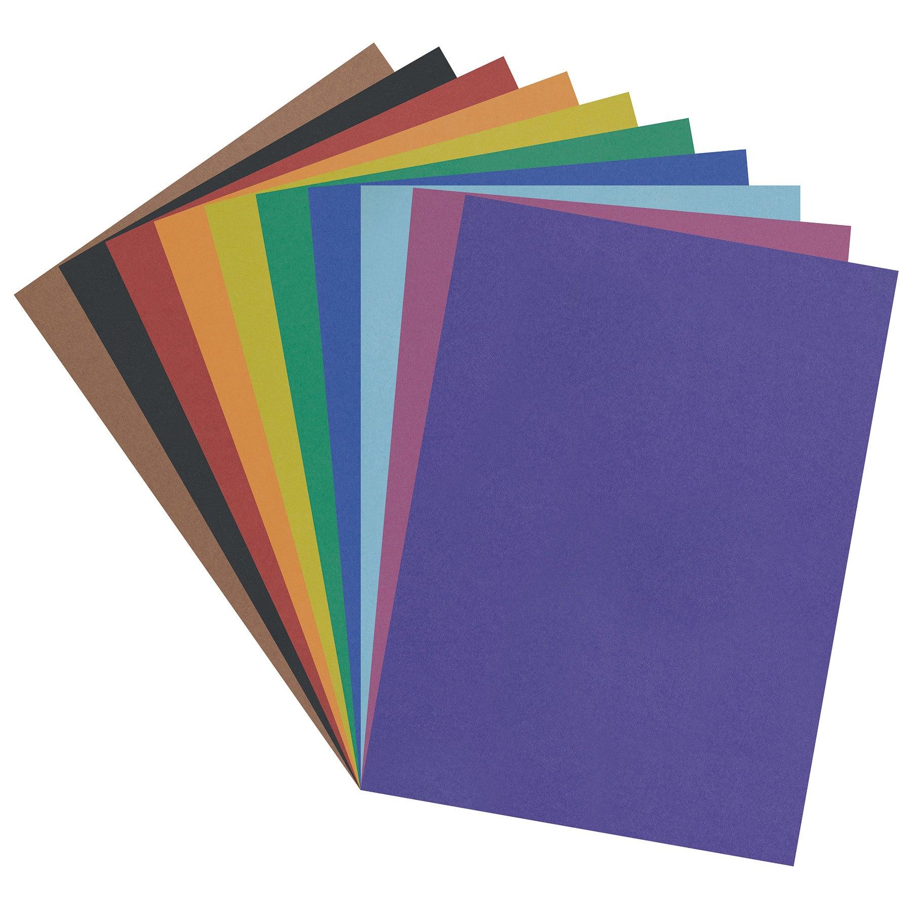 4-Ply Railroad Board, 10 Assorted Colors, 22" x 28", 25 Sheets - Loomini