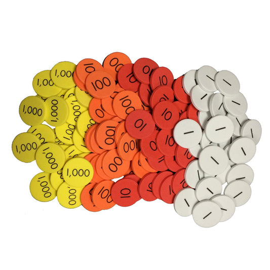 4-Value Whole Numbers Place Value Discs, Pack of 1200 - Loomini