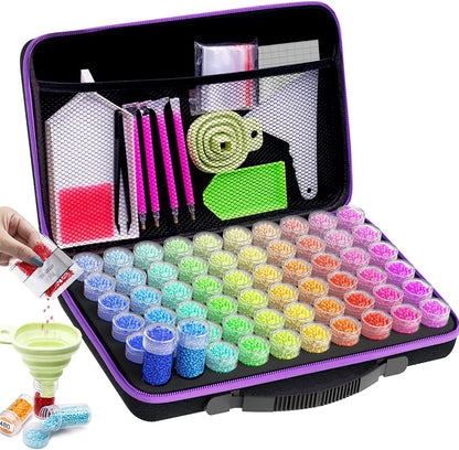 Diamond Painting Storage Boxes, 60 Slots Bead Storage with 5D Diamond Art Accessories and Tools Kit