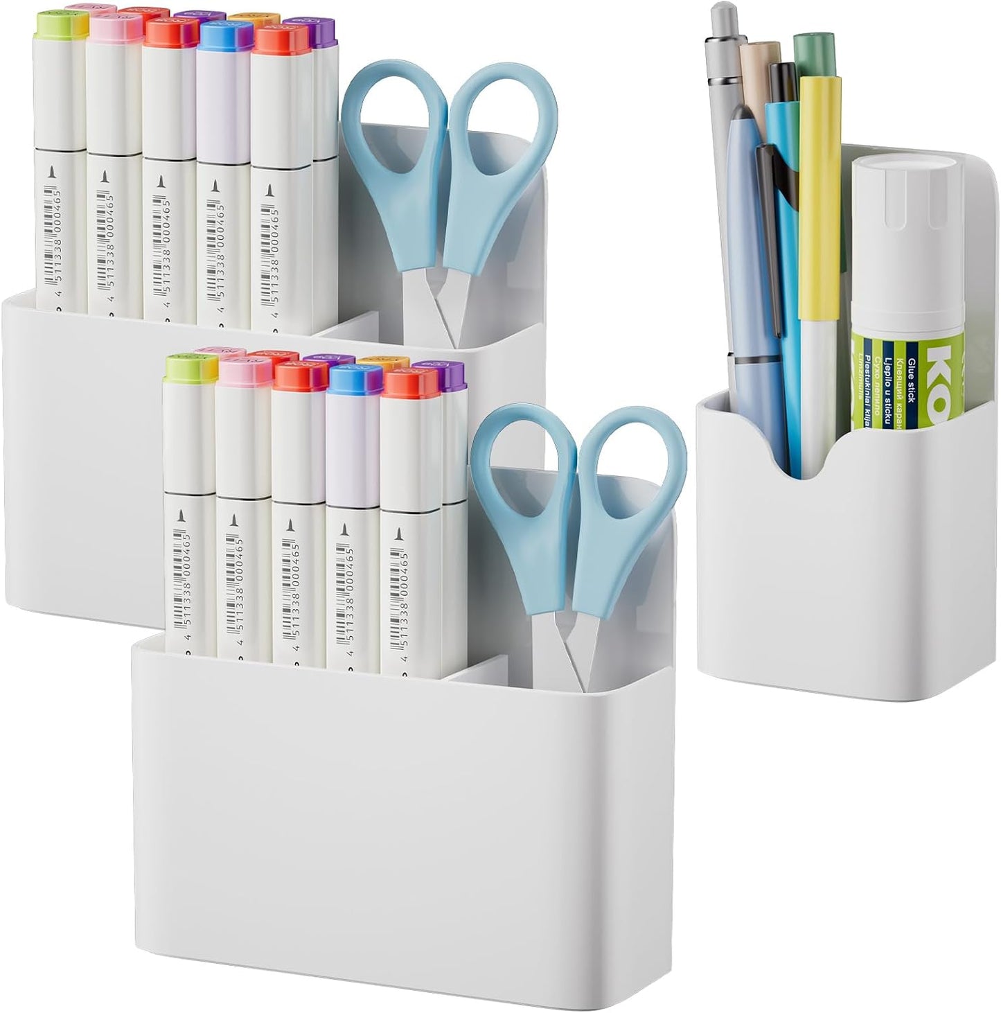 Magnetic Dry Erase Marker Holder,Pen and Eraser Holder for Whiteboard，Magnet Pencil Cup Utility Storage Organizer for Office, Refrigerator, Locker and Metal Cabinets (White)