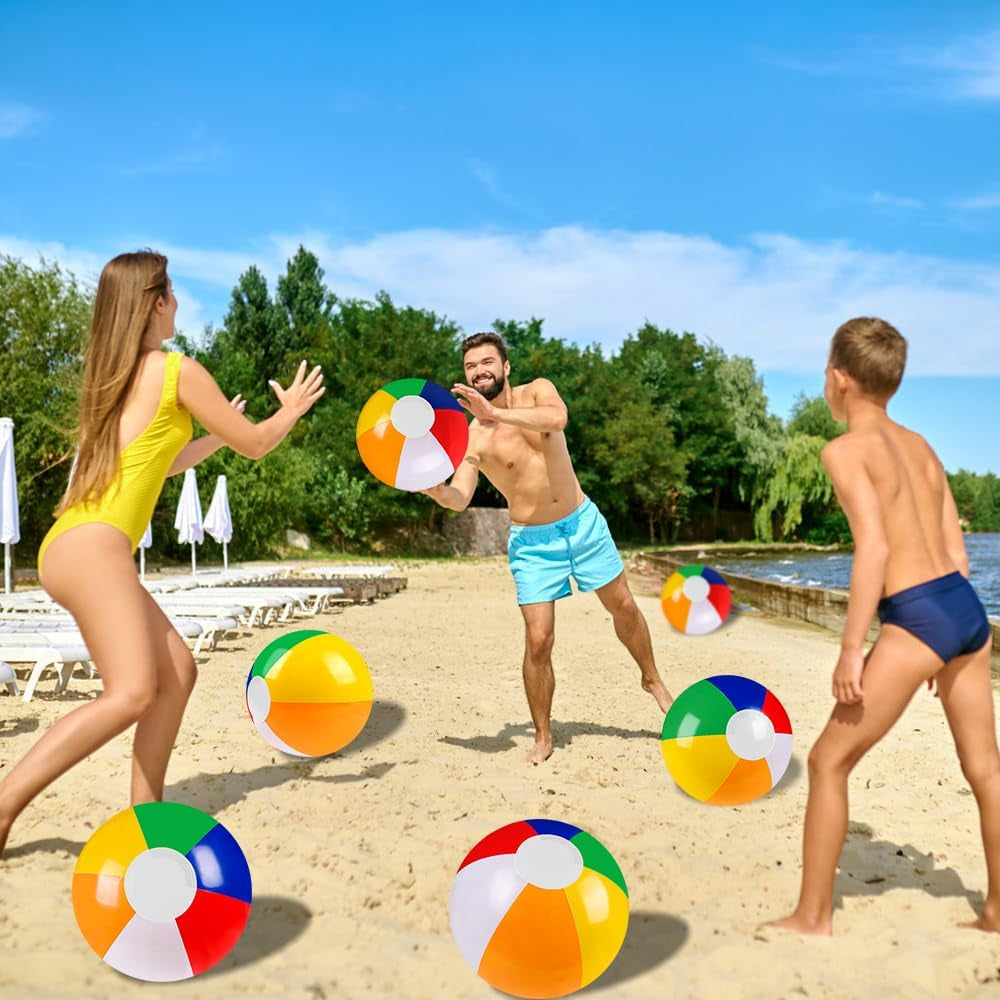 12"/20" Summer Inflatable Beach Balls Bulk Rainbow Swimming Pool Water Games Toys for Kids Summer Party Supplies Decorations