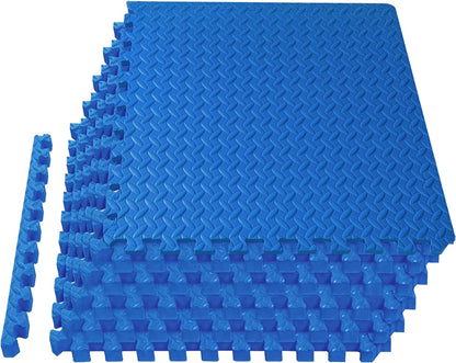 EVA Exercise Floor Mats: Interlocking Foam Tile Performance Mats - 6 Tiles (Area: 24 SQ FT) 1/2 Inch Thickness, EVA Home Gym Exercise Floor Mats for All Exercises or Equipment, Black