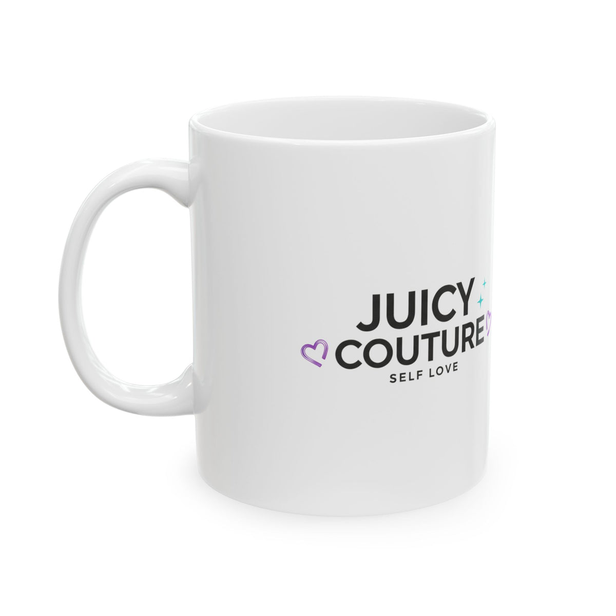 JUICY Rhinestone Pink & Silver | 11oz Ceramic Coffee Mug, Y2K Glam | Valentine & Galentine Gift | Juicy Couture Vibes