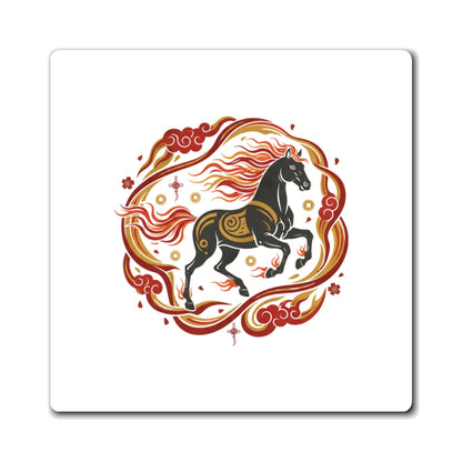 Fire Horse Wind & Flame Runner | Sublimation Fridge Magnet Set for Home Décor | Lunar New Year 2026 Family Gift | Brush & Paper-Cut Style