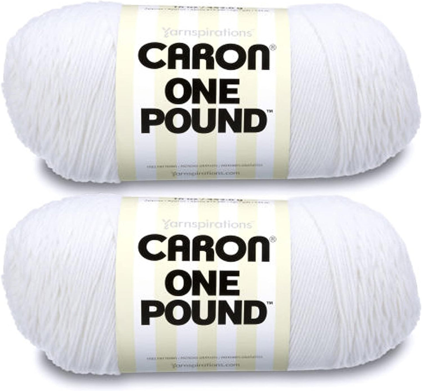 One Pound White Yarn - 2 Pack of 454G/16Oz - Acrylic - 4 Medium (Worsted) - 812 Yards - Knitting/Crochet